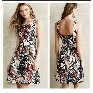 Anthropologie Maeve Capelle Fit & Flare Abstract Paint Print Dress